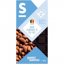 Sugar Free &amp; GF Dark Chocolate bar with Almond &amp; Sea Salt