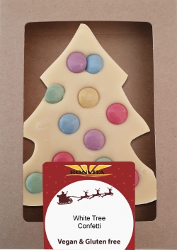 Vegan &amp; GF White Chocolate Christmas Tree with Buttons